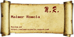 Malmer Romola névjegykártya